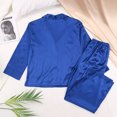 thumbnail image 4 of Womens Silk Satin 2 Piece Lounge Sets Casual Loose Long Sleeve Button Down Shirt and Pants Pajamas Sleepwear Pjs Ladies Clothes, 4 of 5