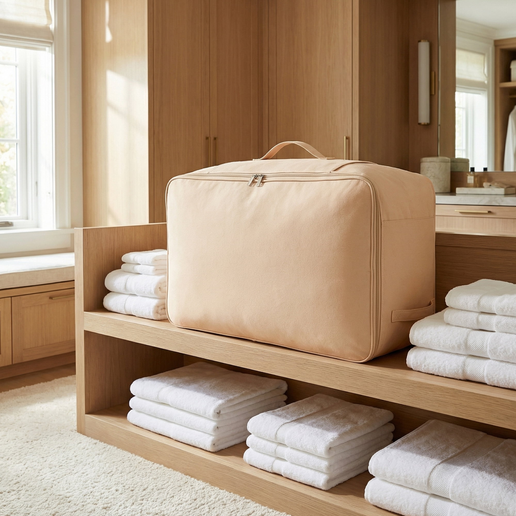 Unique Bargains Foldable Clothing Storage Bag for Comforters Light Pink 21.3"x12.6"x7.9"