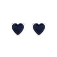 thumbnail image 3 of 1.0 Ct Heart Cut Studs Blue Sapphire 14K Rose Solid Solid Gold Everyday Dainty Earrings Push Back, 3 of 7