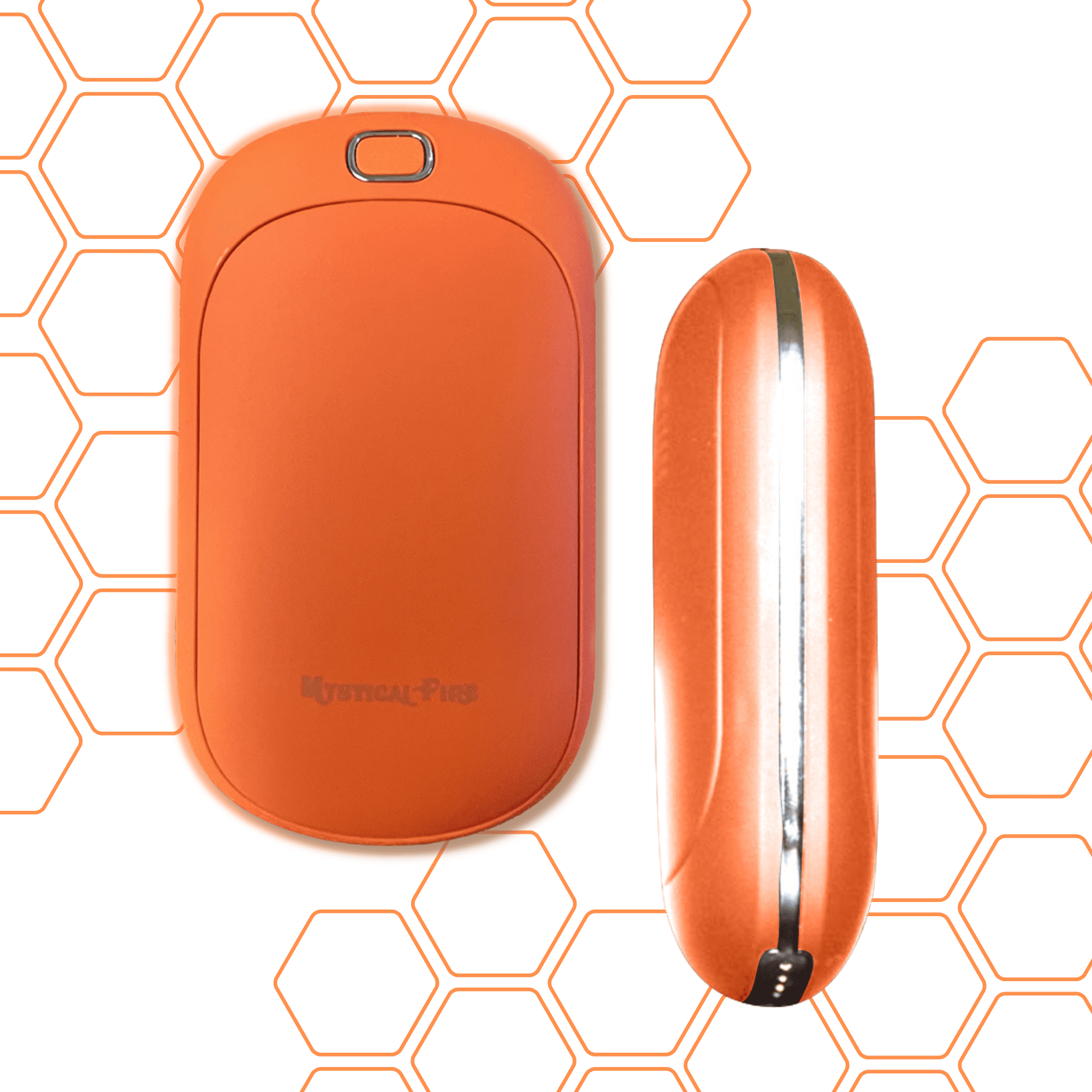 Hand Warmer Rechargeable USB C 5200mAh Portable Electric Charging Heater (Orange) By Mystical Fire Great Gift For Men & Women - Keep Your Hands Warm In The Outdoors While Camping Skiing Or Hunting