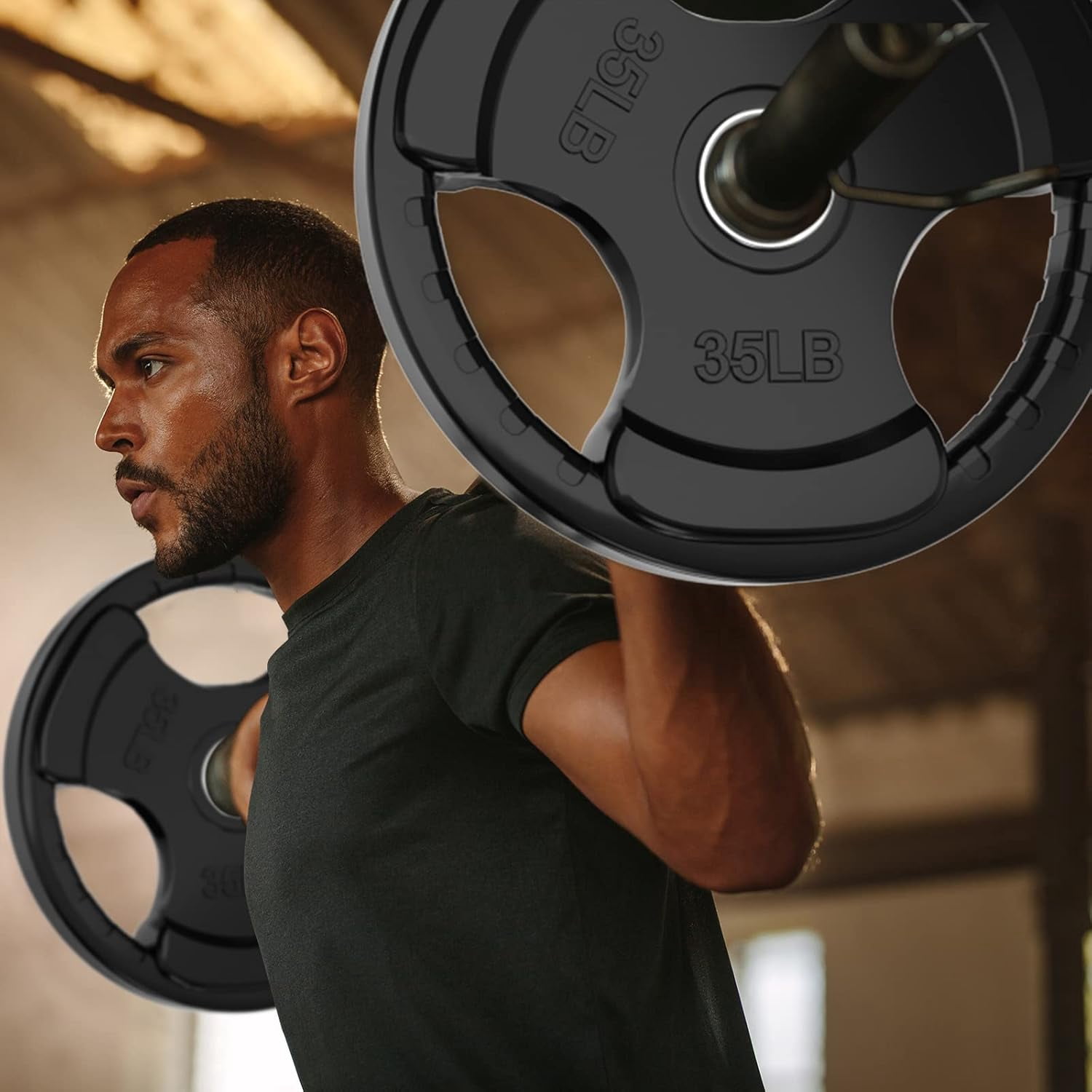 RitFit 230 lb Olympic Weights Plates Barbell Set, Rubber Plates Set for Weightlifting and Strength Training in Home & Gym