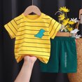 thumbnail image 2 of xaweyi Kids Toddler Boy Summer Outfit Short Sleeve Raglan Dinosaur Print T-Shirt Casual Shorts 2 Piece Set, 2 of 4