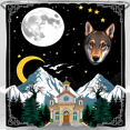 thumbnail image 1 of Whimsical Nocturnal Wolf Shower Curtain with Full Moon & Snow-Capped - Mystical Nature Decor, 1 of 4
