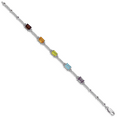 thumbnail image 2 of 925 Sterling Silver Rhodium-plated Multi Gemstone and Diamond Tennis Bracelet, 2 of 3