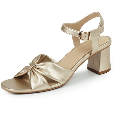 

Women s Square Toe Low Chunky Heels Sandals Ankle Strap Block Heel Shoes for Ladies Gold 6