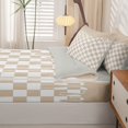 thumbnail image 5 of Manfei Contemporary Grid Zipper Full Size Comforter Sets with Fitted Sheet and 2 Pillowcases,Checkered Art Zipper Bedding Set,Beige White,Light Gray Reversible,4pcs, 5 of 8