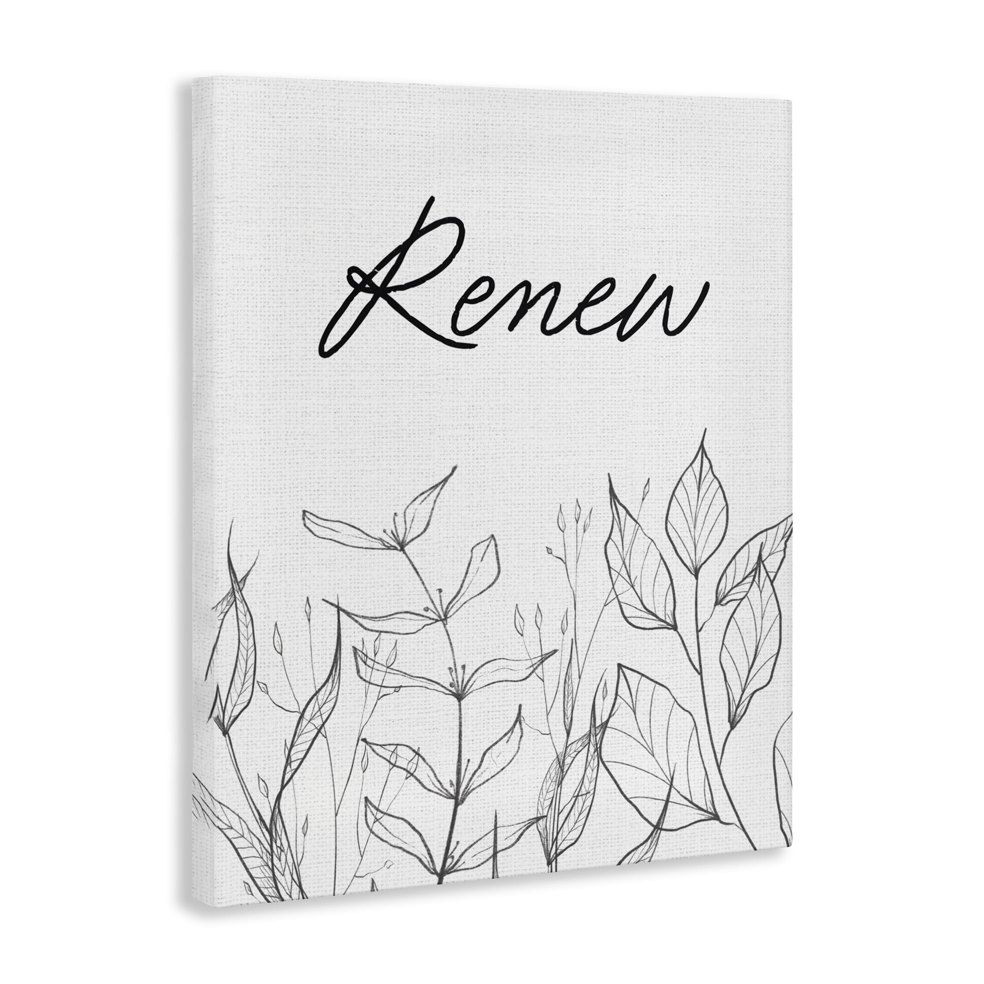 Renew with Leaf Outlines Canvas Wall Art, design by Lettered and Lined