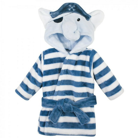Hudson Baby Infant Boy Plush Animal Face Bathrobe, Pirate Elephant, 0-9M