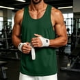 thumbnail image 2 of OIOLOYJM Mens Tank Tops Summer Casual Gym Workout Bodybuilding Sleeveless Shirt Quick Dry Lightweight Loose Fit Muscle Y-Back Fitness Tanks Green L, 2 of 5