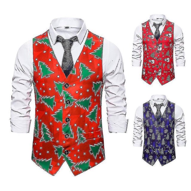 Chalecos navideños estampados para hombre Chalecos sin mangas estampados Yw1