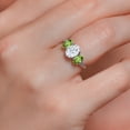 thumbnail image 4 of Gem Stone King 10K White Gold White Moissanite Green Peridot and White Lab Grown Diamond 3 Stone Engagement Ring for Women (2.54 Cttw, Gemstone Birthstone, Available in Size 5, 6, 7, 8, 9), 4 of 5