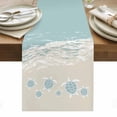 thumbnail image 2 of Ocean Beach Table Runner, Hand-Painting Abstract Beige Beach Blue Sea Turtle Cotton Linen Kitchen Table Decoration Washable Dining Tabletop Runners for Home Party Decor 13x72 Inches, 2 of 9