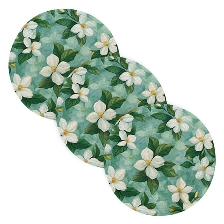 

3 Place Mat Pan Bowl Mat Teacup Mat 15x15x24 Inch Tray Mat Kitchen Pot Mat Hot Pot Mat Teapot Mat Table Protective Mat Lovely Little White Flowers