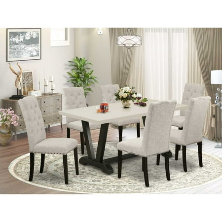 East West Furniture X677Ga650-9 – 9-Piece Dining Room Table Set – 8 Parson Chairs and Table Hardwood Frame