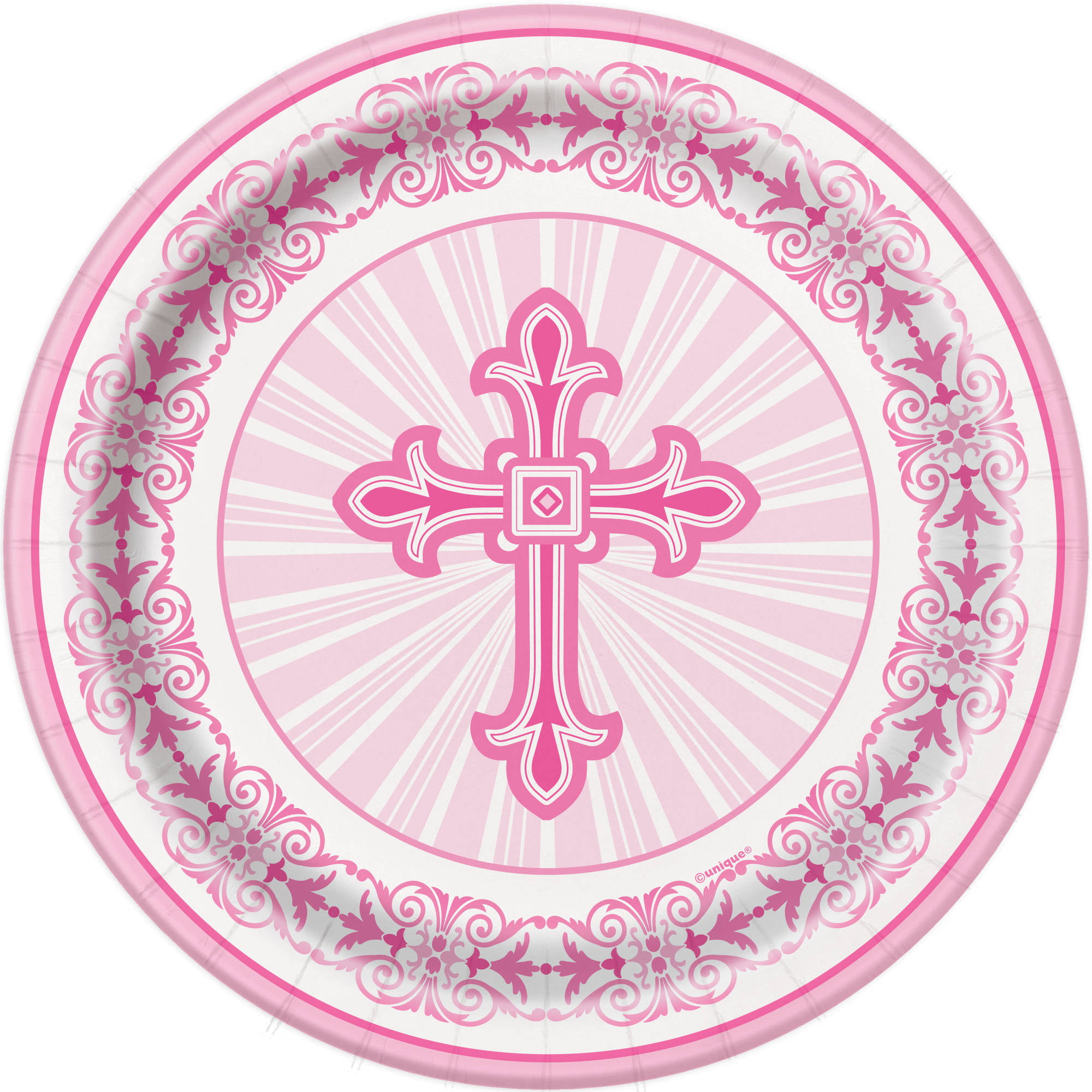 Unique Party 43783 Plastic Radiant Cross Pink Religious Tablecloth 7ft x 4...