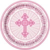 Radiant Cross Religious Paper Dessert Plates, 7in, Pink, 8ct