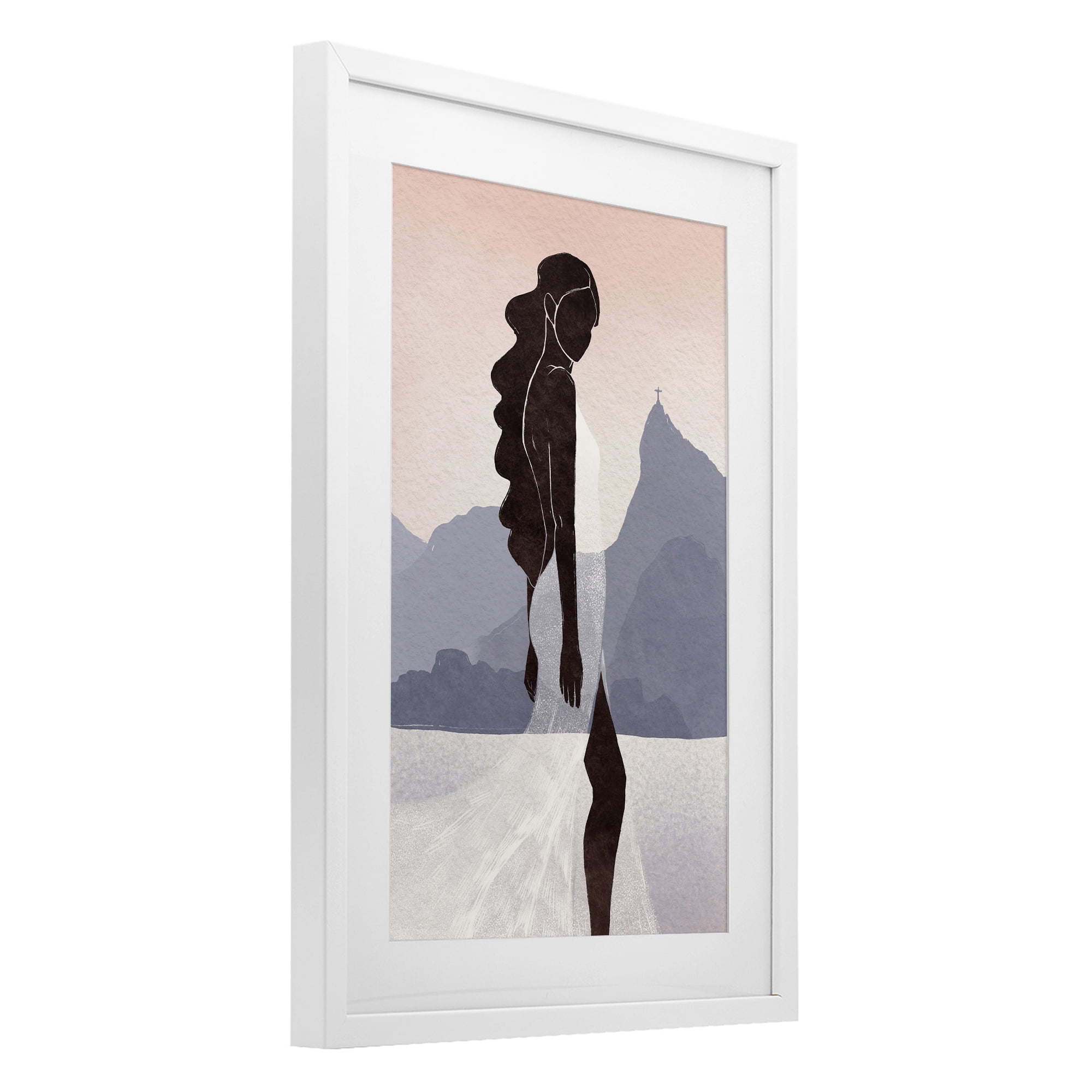 Stupell Industries Garota Silhouette Portrait White Framed Print Under Glass, design by Yuyu Pont