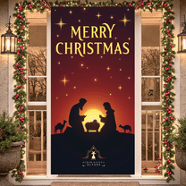 Decorative Design Merry Christmas Nativity Scene Banner Holiday Theme Starry Night Background for Holiday Celebration Indoor Decoration Photo Shoot