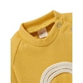 thumbnail image 3 of Kiapeise Baby Boy Girl Ribbed Outfit Long Sleeve Rainbow Romper Solid Elastic Waist Trousers, 3 of 9