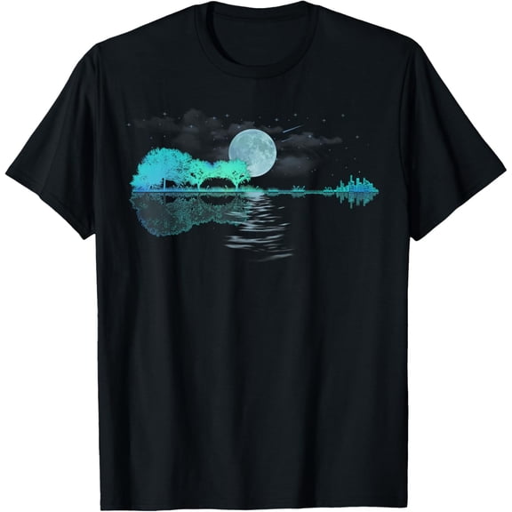 Guitar Lake Reflections Love Musician, Acoustic Mens T-Shirt