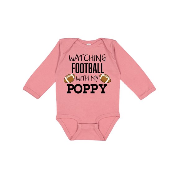 Inktastic Watching Football with My Poppy Boys or Girls Long Sleeve Baby Bodysuit