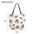 thumbnail image 5 of FORMRS Womens Canvas Tote Bag with Zipper Inner Pocket Shoulder Handbag, Beige Christmas Gift Pattern, 5 of 7