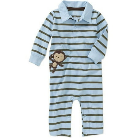 Child of Mine Carters Newborn Boys' Stripe Monkey Jumpsuit