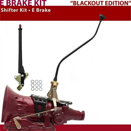 American Shifter AOD Shifter Kit Black 23 in. Swan E Brake Push Button 16 in. Handle Ringed Knob for DE25A