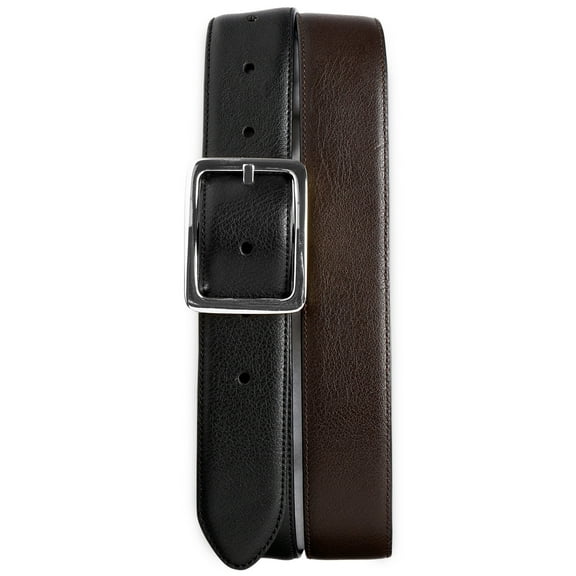 Harbor Bay by DXL Big and Tall Men's Reversible Leather Dress Belt, Black/Brown, 50/52