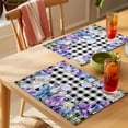 thumbnail image 4 of Spring Flowers Placemats Set of 4 Watercolor Blossom Floral Black Plaid Place Mats Indoor Wipeable Table Mats Washable Cloth Dining Table Placemats for Kitchen Holiday Party Home Decor 13x19 Inch, 4 of 9