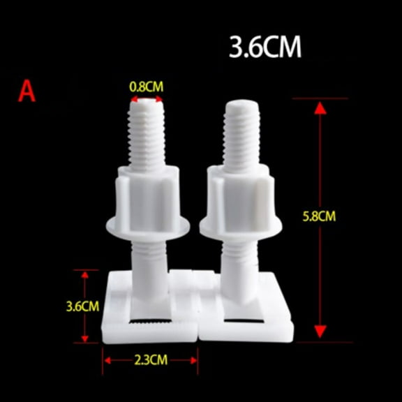 CHENGSI for Toilet Seat Repair Kit with White Hinges, Full Set of Bolts and Screws for Bathroom Fixtures, for General Fit for Standard Toilets, Easy Installation, for Durable Plastic, 2 Pack