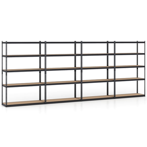 Gymax 4PCS 5-Tier Garage Shelving Unit 2200 LBS Heavy Duty Metal Storage Shelves Black