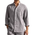 thumbnail image 4 of KKBOTIVE Mens Casual Striped Dress Shirts Stylish Long Sleeve Cozy Button Down Classic Shirt Men's Fashion Grey Size: XXXL, 4 of 5