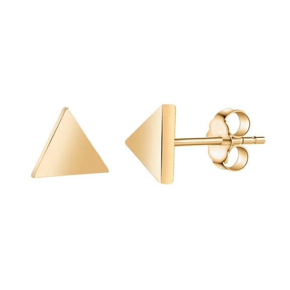 6mm Flat Triangle Stud Earrings for Women 18K Gold Plated 316L Surgical Steel