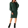 thumbnail image 2 of INSPIRE CHIC Women's Long Batwing Sleeve Sweater Dress Cable Knit Chunky Bodycon Pullover Mini Dresses, 2 of 4