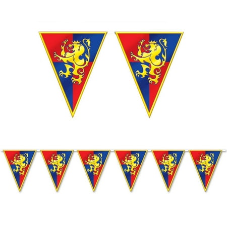 Plastic Medieval Pennant Banner 11 inches x 12 feet - Party Decoration - 1 per pack