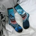 thumbnail image 5 of Fotbe Cartoon Cute Shark Pattern Long Socks for Men & Women – Breathable & Stretchy Compression Socks, Ideal for Running, Travel, and Everyday Wear Size 5-11, 5 of 6