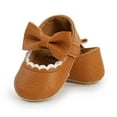 thumbnail image 3 of Baby Girls Mary Jane Flats with Bowknot Ballet Infant Princess Dress Shoes (6-12 Months,Brown), 3 of 6