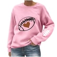 thumbnail image 3 of TaTaai Women Crew Neck Baseball Print Long Sleeve Drop Shoulder Hoodie Casual Fashion Top Ladies Daily Lounge Work Wear Soft Warm Breathable No Fading Versatile Top Gift, 3 of 4