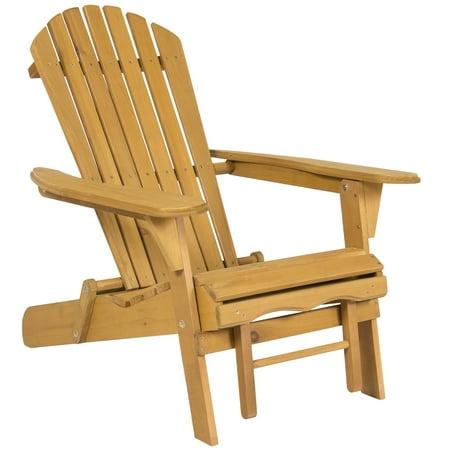 Best Choice Products Foldable Wood Adirondack Chair w/ Pull Out (Best Oil For Outdoor Wood Furniture)