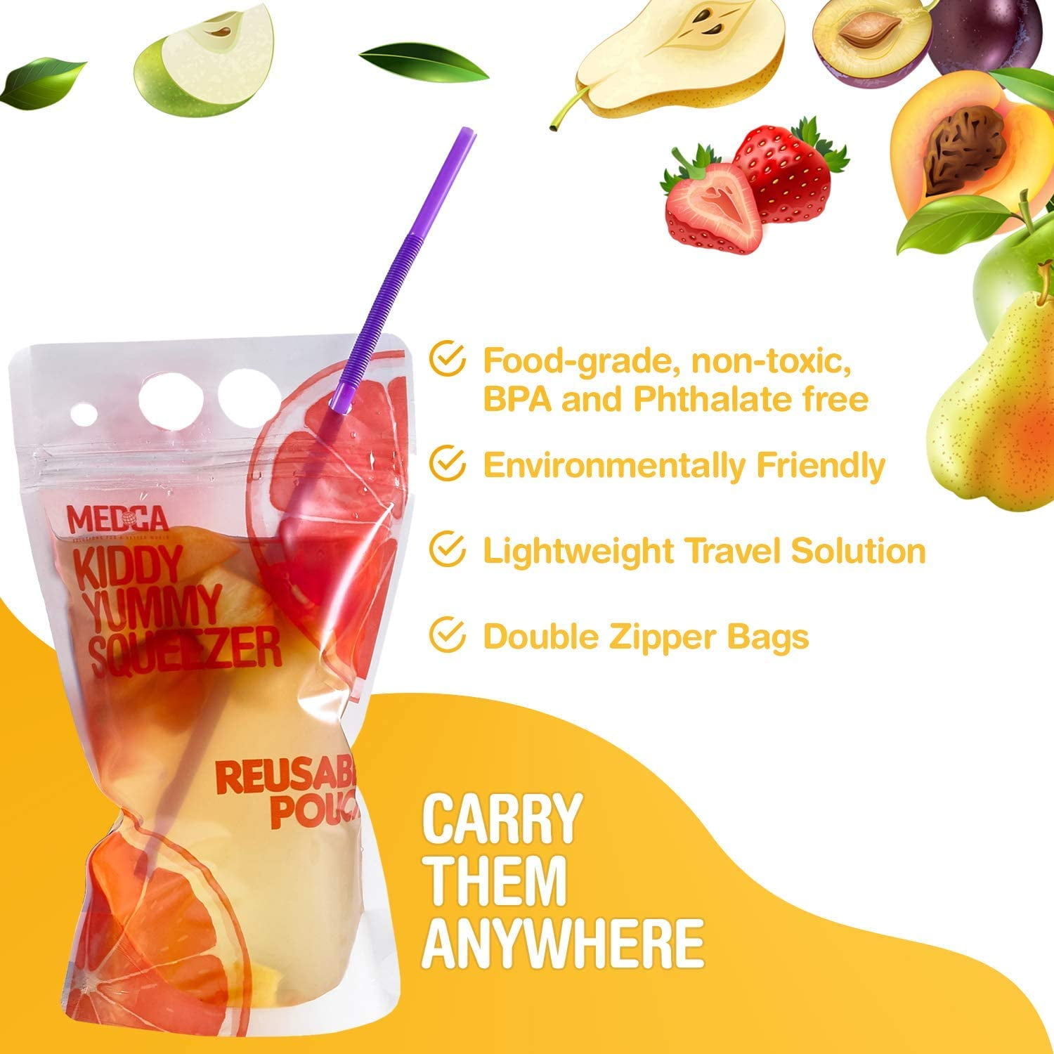 Drink Pouches, Juice Pouches For Adults, Reusable Drink Pouches For Adults,  Ice Smoothie Bags For Cold & Hot Drinks With 50 Straws - Temu