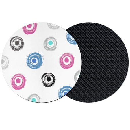 Polka Dots Abstract Coasters Set of 2 Absorbent Coasters for Drinks Modern Concentric Circles Blue Pink Coaster for Desk Coffee Table Protection Home Decor House Warming Gifts 4