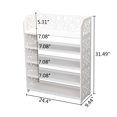 thumbnail image 4 of Hassch Wood-Plastic Freestanding Shoe Rack, 5-Tiers Shoe Storage Organizer, Shoe Shelf with Hollow Carved Design, Space Saving, White, 4 of 6