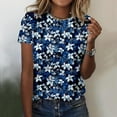 thumbnail image 2 of DHFJKG Women's Floral Summer Beach Top Short Sleeve Casual Crew Neck Loose Fit T Shirt Vacation Boho Tee Versatile Tops, 2 of 4