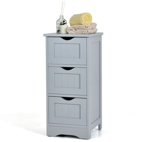 Spaco Bathroom Floor Freestanding Storage Organizer with 3 Drawers-Gray, Bathroom Storage Cabinet for Entryway Storage, Home Office Furniture