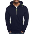 thumbnail image 2 of pstuiky mangas largas para hombre, Sudadera con capucha de manga larga, color liso, con media cremallera y múltiples bolsillos para hombre Tops de talla grande para hombre xxl, 2 of 5