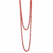 Red Colored Simulated Pearl Strand Necklace Glass Beads Elegant Jewelry