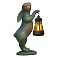 thumbnail image 2 of Garden Statues Rabbit with Solar Lantern Outdoor Bunny Figurines Decorations for Patio Yard Lawn Ornaments Gifts for Birthday Easter Housewarming, 9.1'', 2 of 9