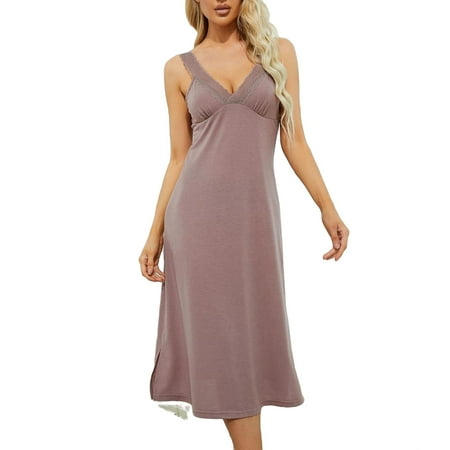 

Casual Solid Straps Slip Dress Sleeveless Mauve Purple Womens Nightgowns & Sleepshirts (Women s)