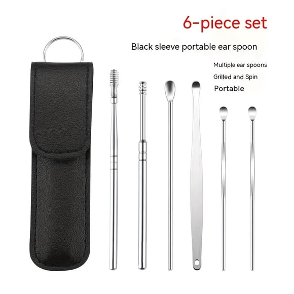 EASTIN 6pcs Ear Picking Spoon New Stainless Steel Ear Picking Spoon Set Spiral Adult Ear Cleaner Ear Picking Spoon